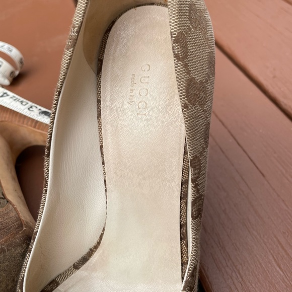 Gucci Beige GG Canvas  Horsebit Peep Toe Pumps - Picture 8 of 15